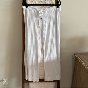 J Valdi White Ribbed Wide Leg Women’s Cover Up Pants